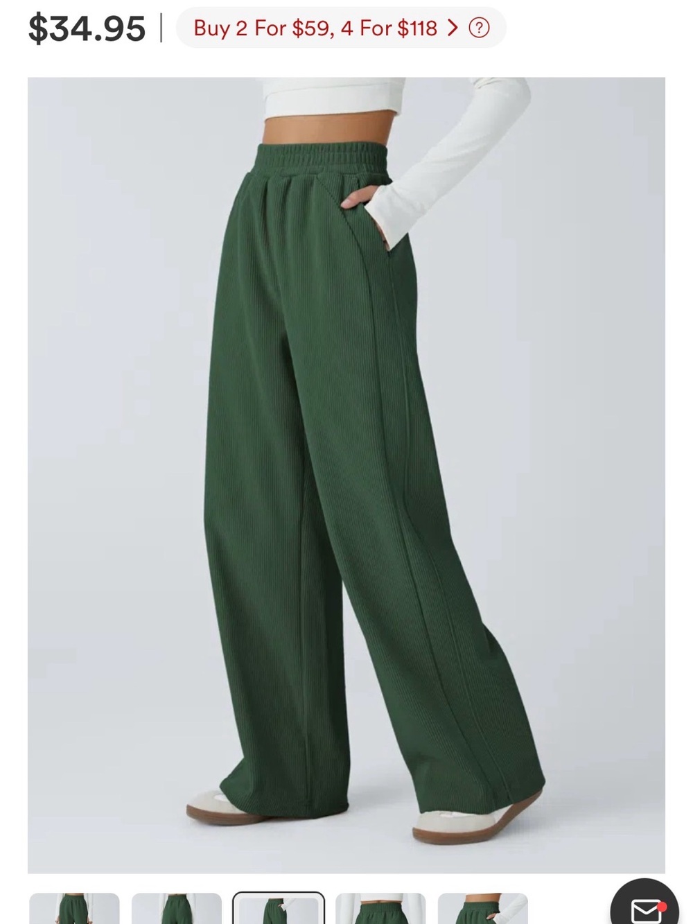 HALARA Dark Green High-Rise Wide Leg Pants